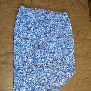 Chicos Blue and White Textured Trouser Pants Women's Size 3R Straight Leg Formal
